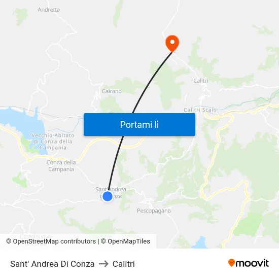 Sant' Andrea Di Conza to Calitri map