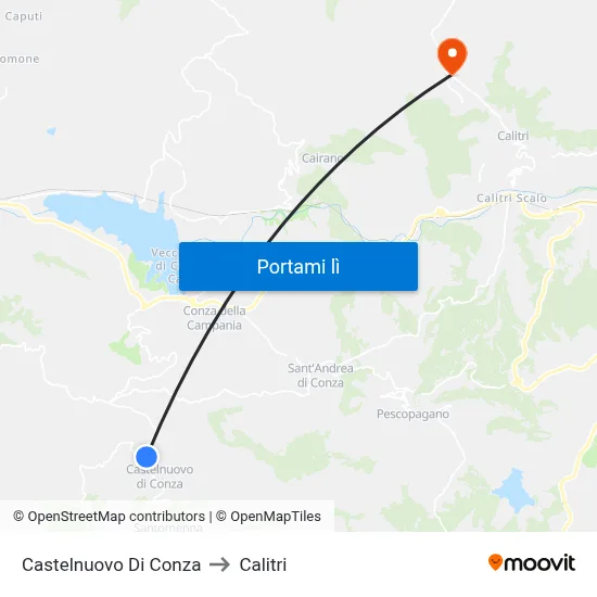 Castelnuovo Di Conza to Calitri map