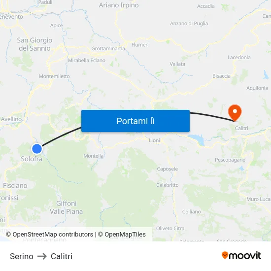Serino to Calitri map