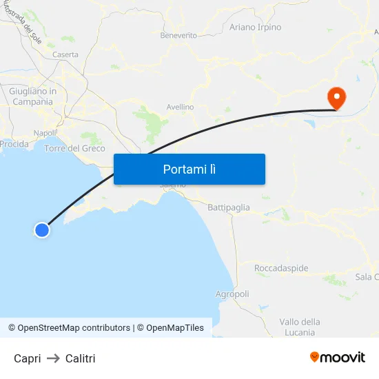 Capri to Calitri map