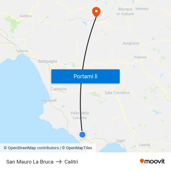 San Mauro La Bruca to Calitri map