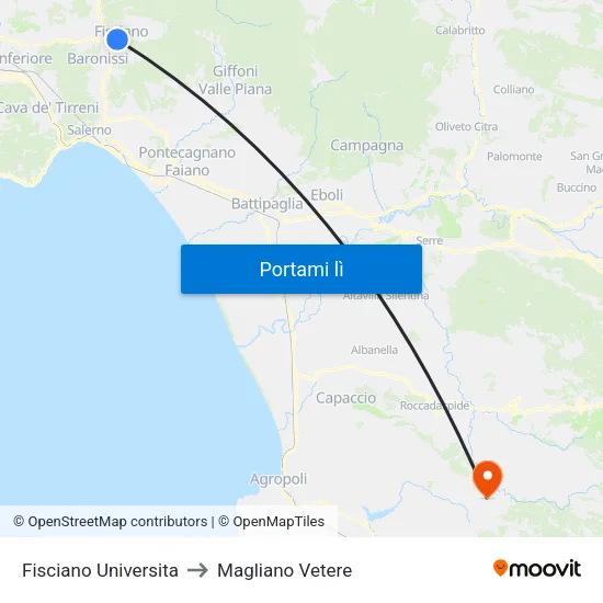 Fisciano Universita to Magliano Vetere map