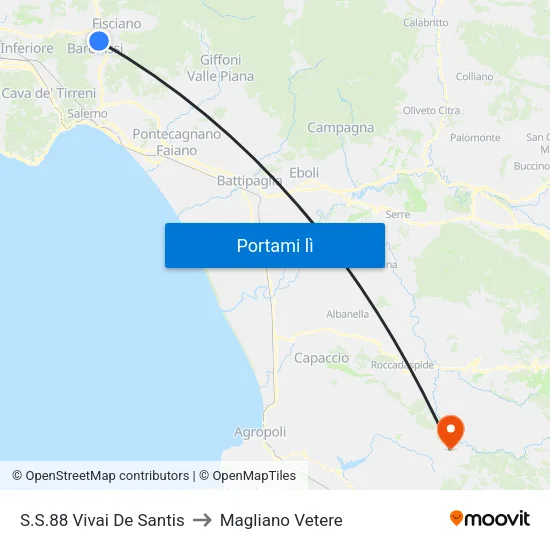 S.S.88 Vivai De Santis to Magliano Vetere map