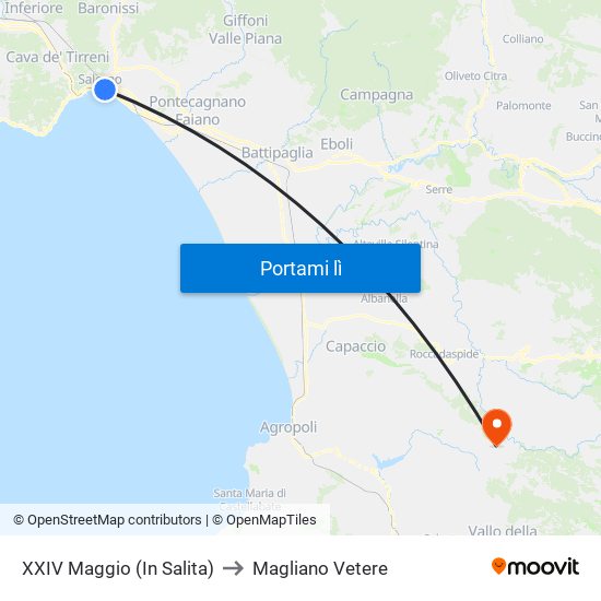 XXIV Maggio  (In Salita) to Magliano Vetere map