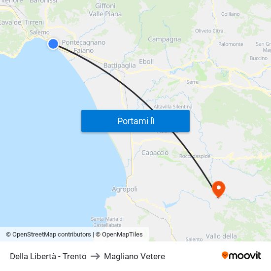 Della Libertà - Trento to Magliano Vetere map