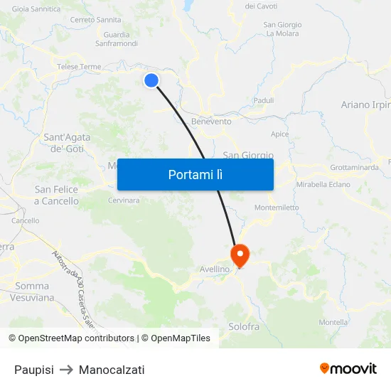 Paupisi to Manocalzati map
