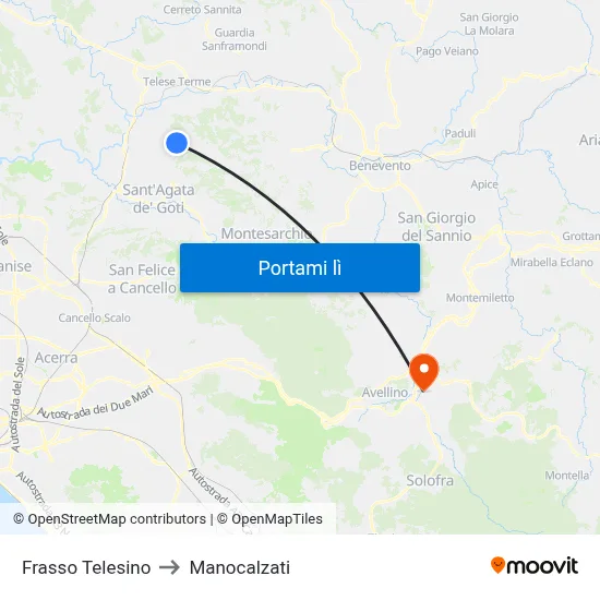 Frasso Telesino to Manocalzati map