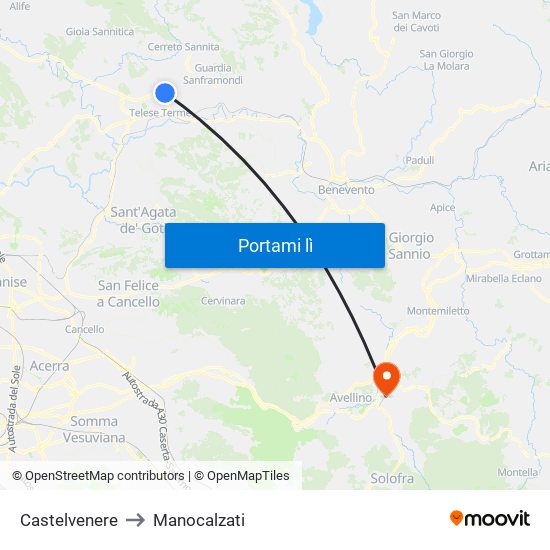 Castelvenere to Manocalzati map