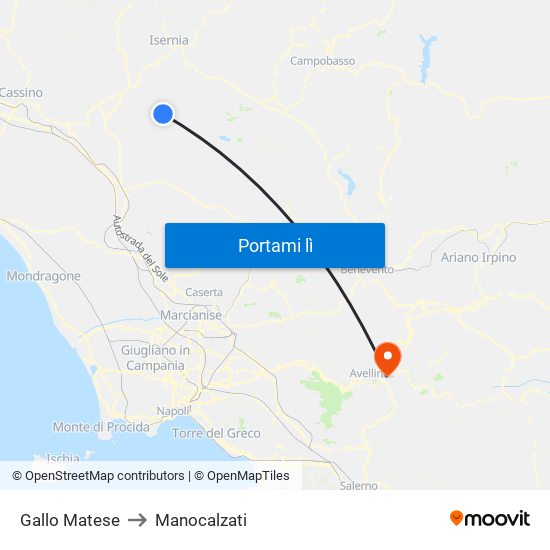 Gallo Matese to Manocalzati map