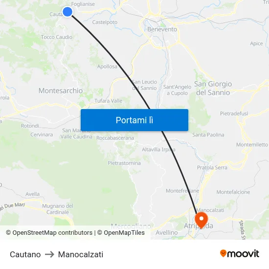 Cautano to Manocalzati map
