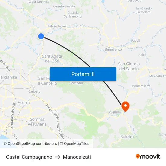 Castel Campagnano to Manocalzati map
