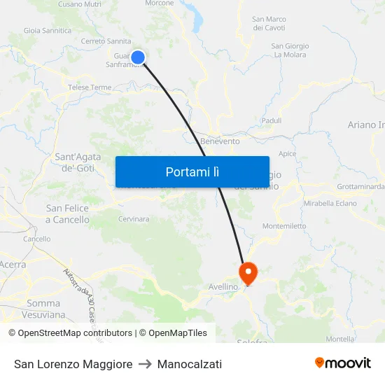 San Lorenzo Maggiore to Manocalzati map