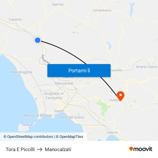 Tora E Piccilli to Manocalzati map