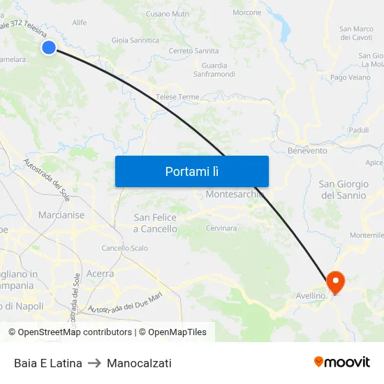 Baia E Latina to Manocalzati map