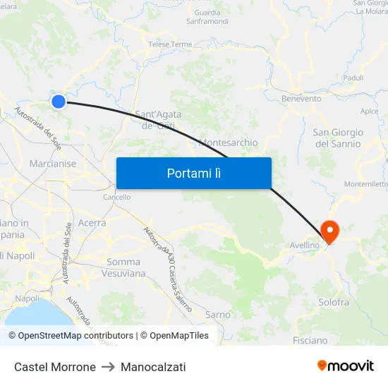 Castel Morrone to Manocalzati map