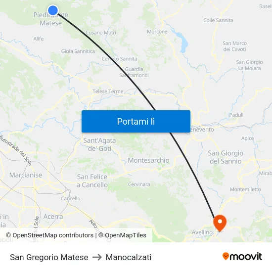 San Gregorio Matese to Manocalzati map