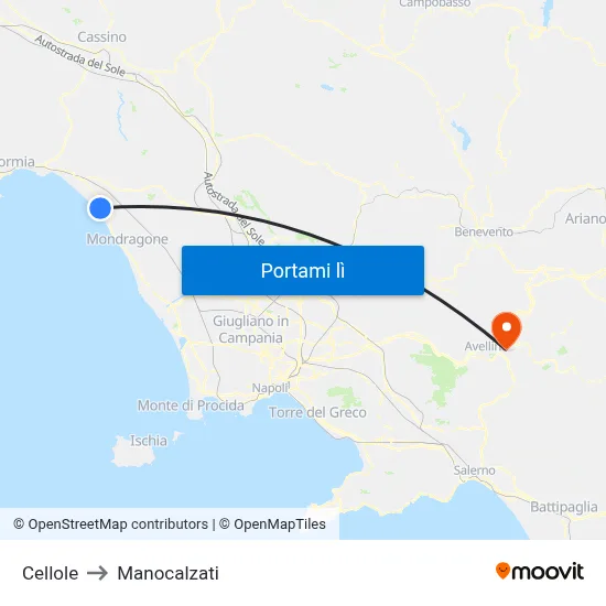 Cellole to Manocalzati map