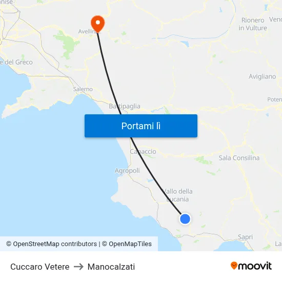Cuccaro Vetere to Manocalzati map