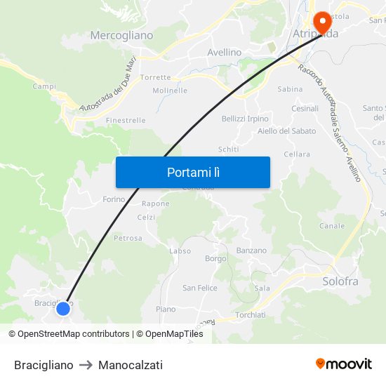 Bracigliano to Manocalzati map