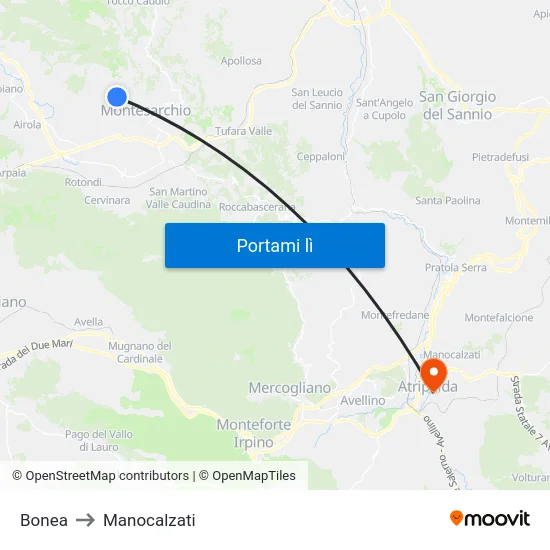 Bonea to Manocalzati map