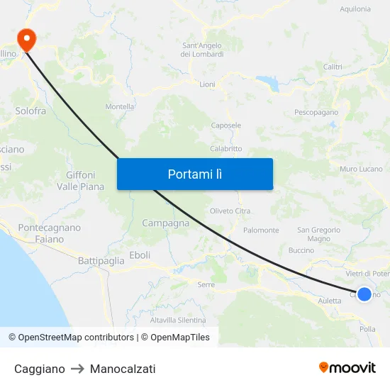 Caggiano to Manocalzati map
