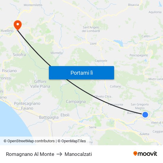 Romagnano Al Monte to Manocalzati map
