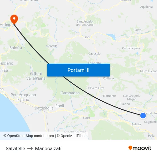 Salvitelle to Manocalzati map