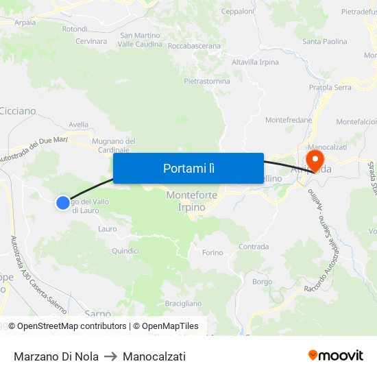 Marzano Di Nola to Manocalzati map