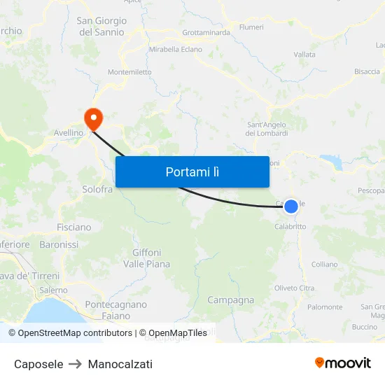Caposele to Manocalzati map