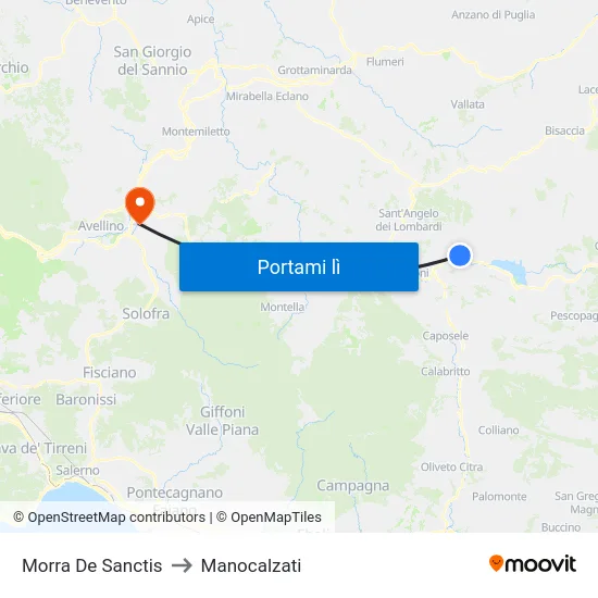 Morra De Sanctis to Manocalzati map