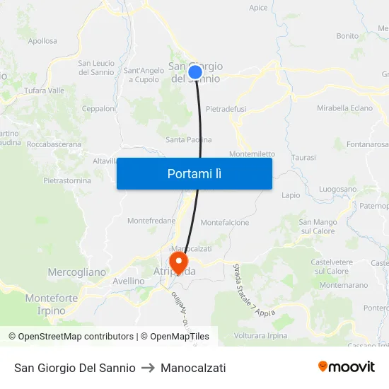 San Giorgio Del Sannio to Manocalzati map