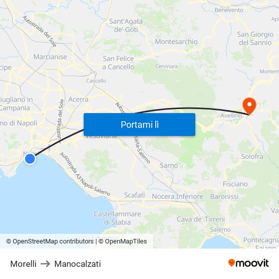 Morelli to Manocalzati map