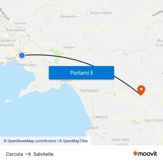 Cercola to Salvitelle map