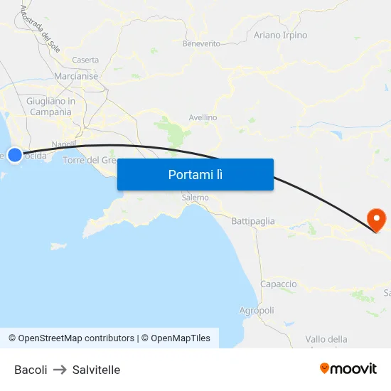 Bacoli to Salvitelle map