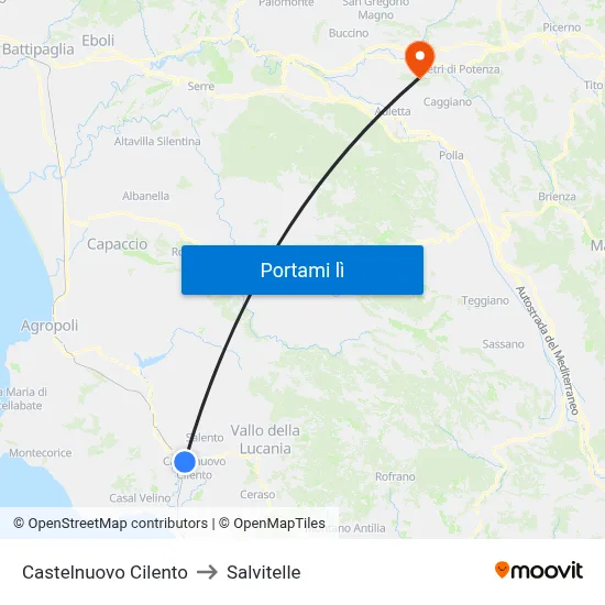 Castelnuovo Cilento to Salvitelle map