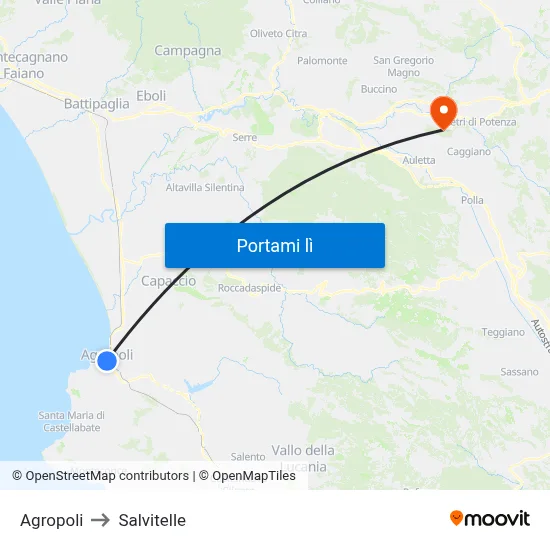Agropoli to Salvitelle map