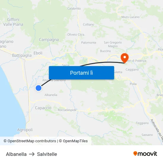 Albanella to Salvitelle map