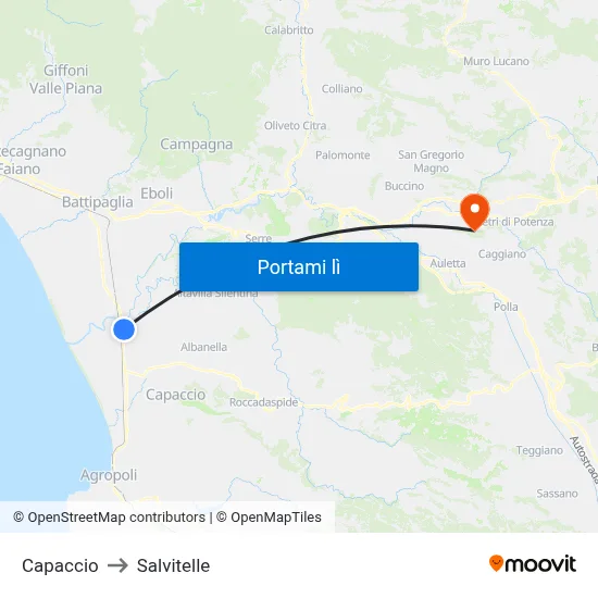 Capaccio to Salvitelle map