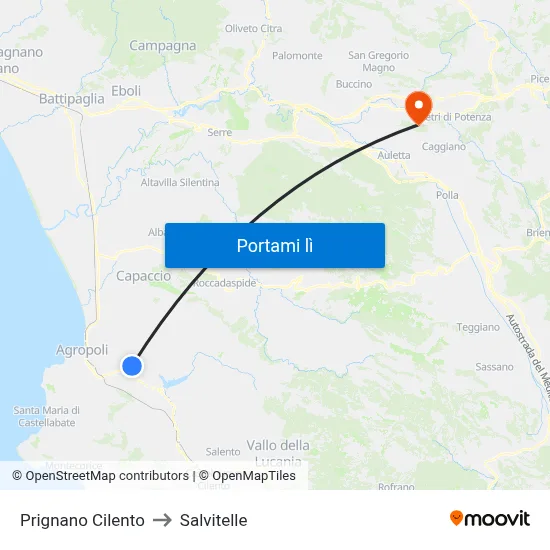 Prignano Cilento to Salvitelle map