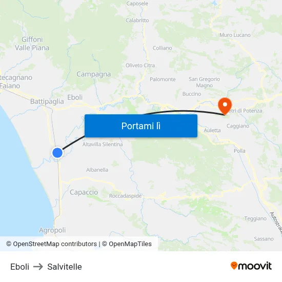 Eboli to Salvitelle map