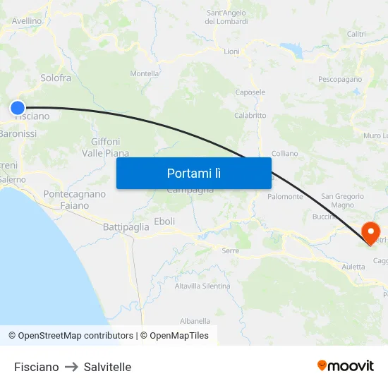 Fisciano to Salvitelle map