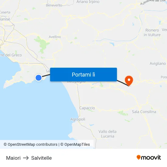 Maiori to Salvitelle map