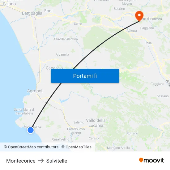 Montecorice to Salvitelle map