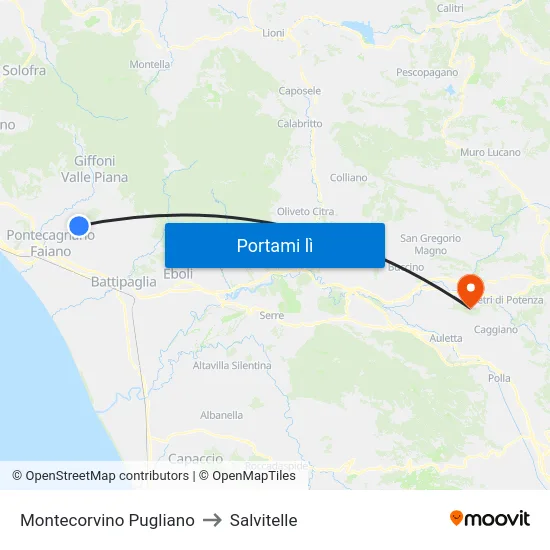 Montecorvino Pugliano to Salvitelle map