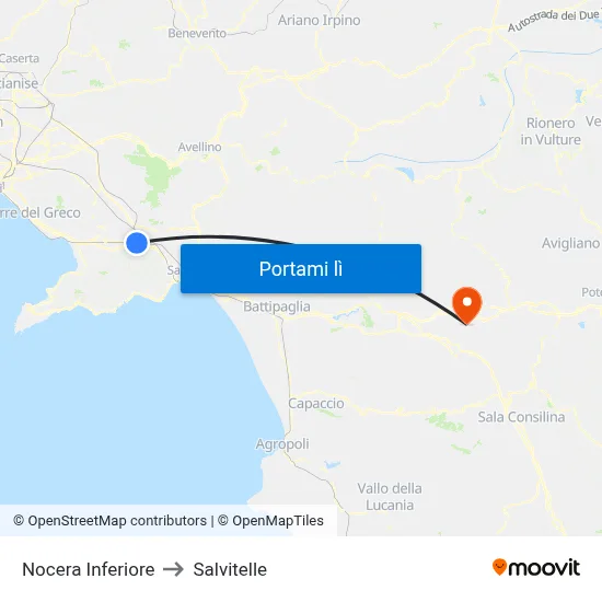 Nocera Inferiore to Salvitelle map