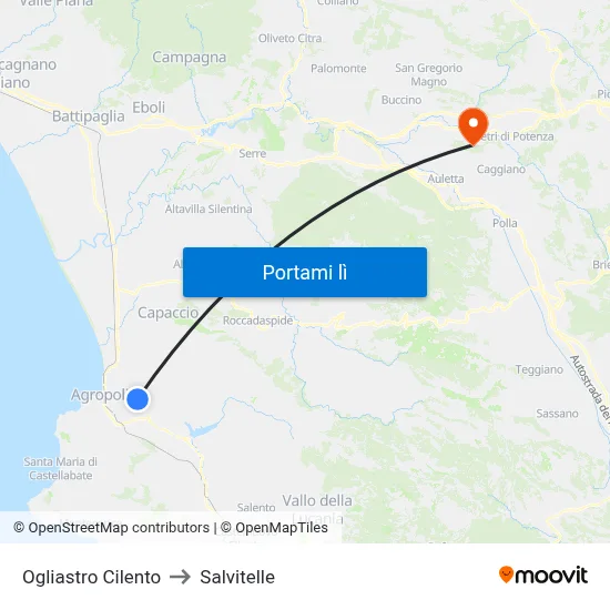 Ogliastro Cilento to Salvitelle map