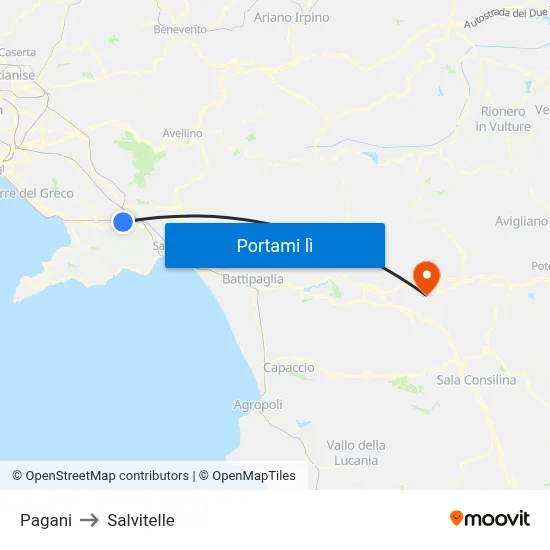Pagani to Salvitelle map