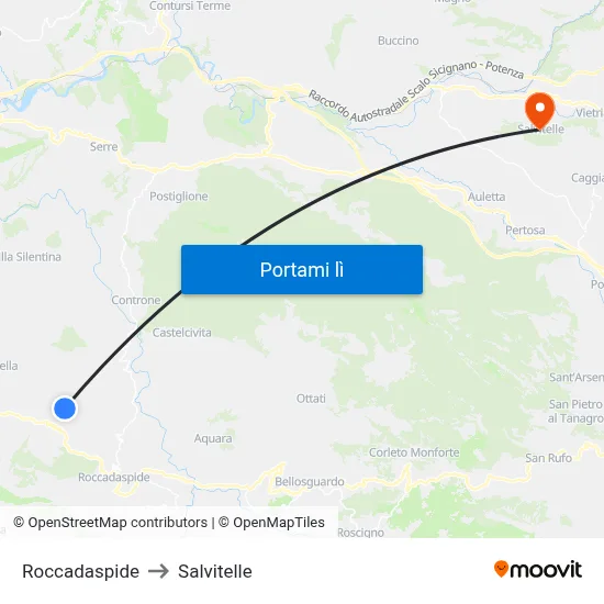 Roccadaspide to Salvitelle map