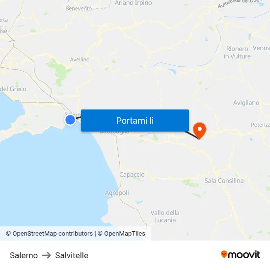 Salerno to Salvitelle map