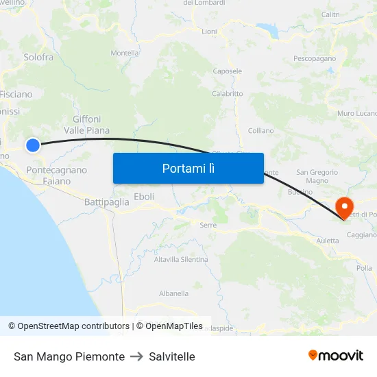 San Mango Piemonte to Salvitelle map